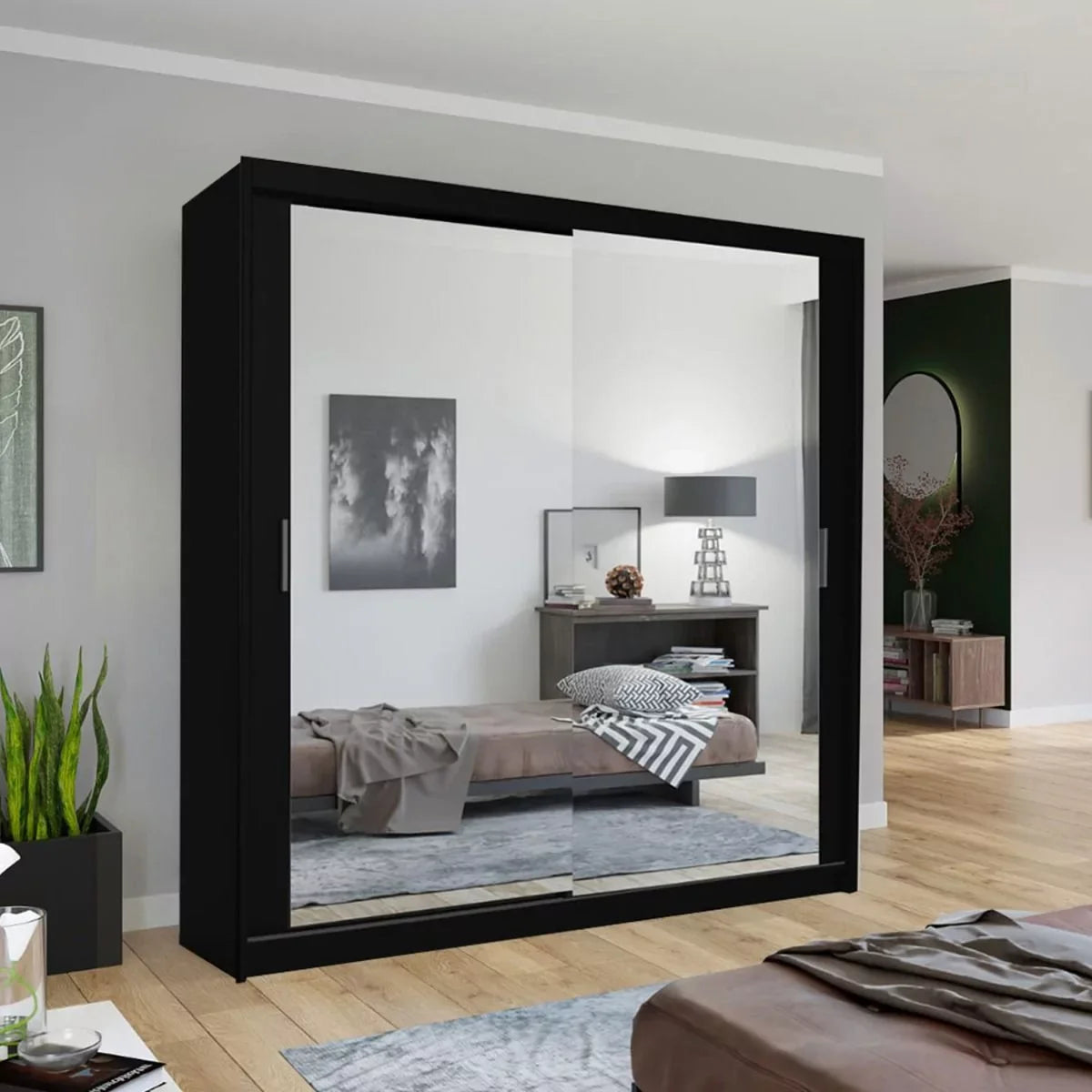 Chicago II Sliding Door Wardrobe - Black and 5 Colours 5 Sizes