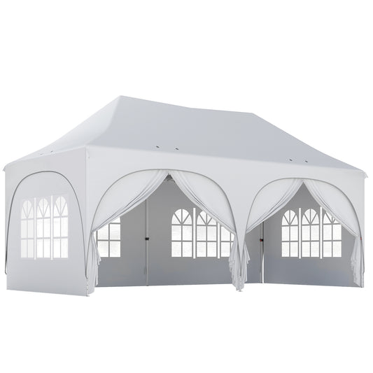 Outsunny Pop Up Gazebo Shelter with Sides in Light Grey and White