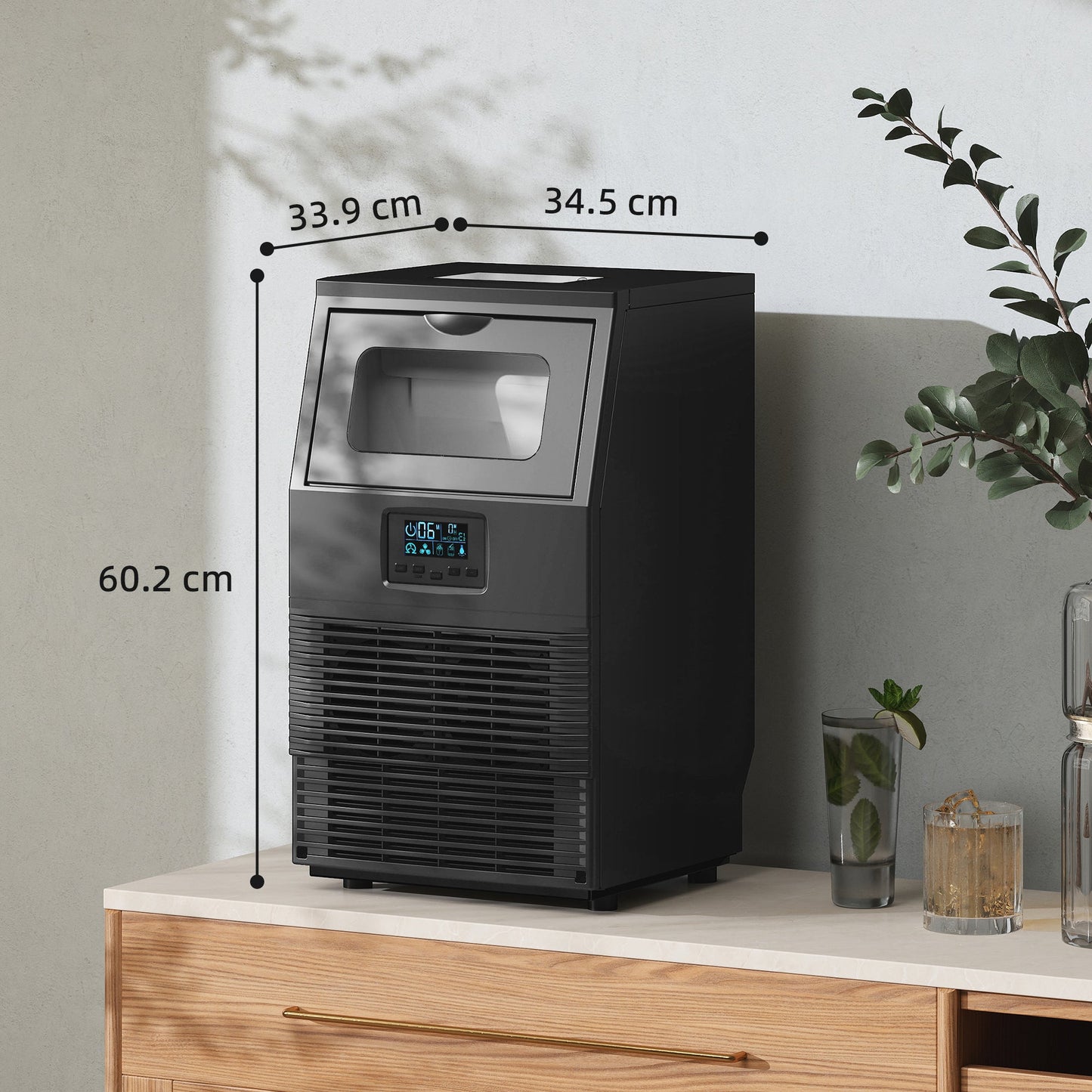 HOMCOM Commercial Ice Maker with 4kg Ice Storage - Black