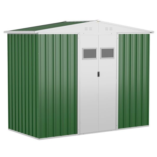 Outsunny 8 x 4ft Garden Metal Storage Shed with Lockable Door, Tool Storage Box for Backyard, Patio and Lawn, Green