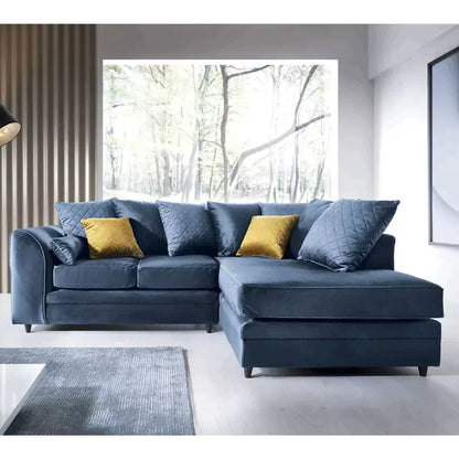 Chic Velvet Corner Sofa - Dark Blue