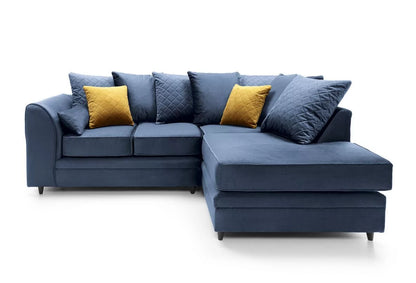 Chic Velvet Corner Sofa - Dark Blue