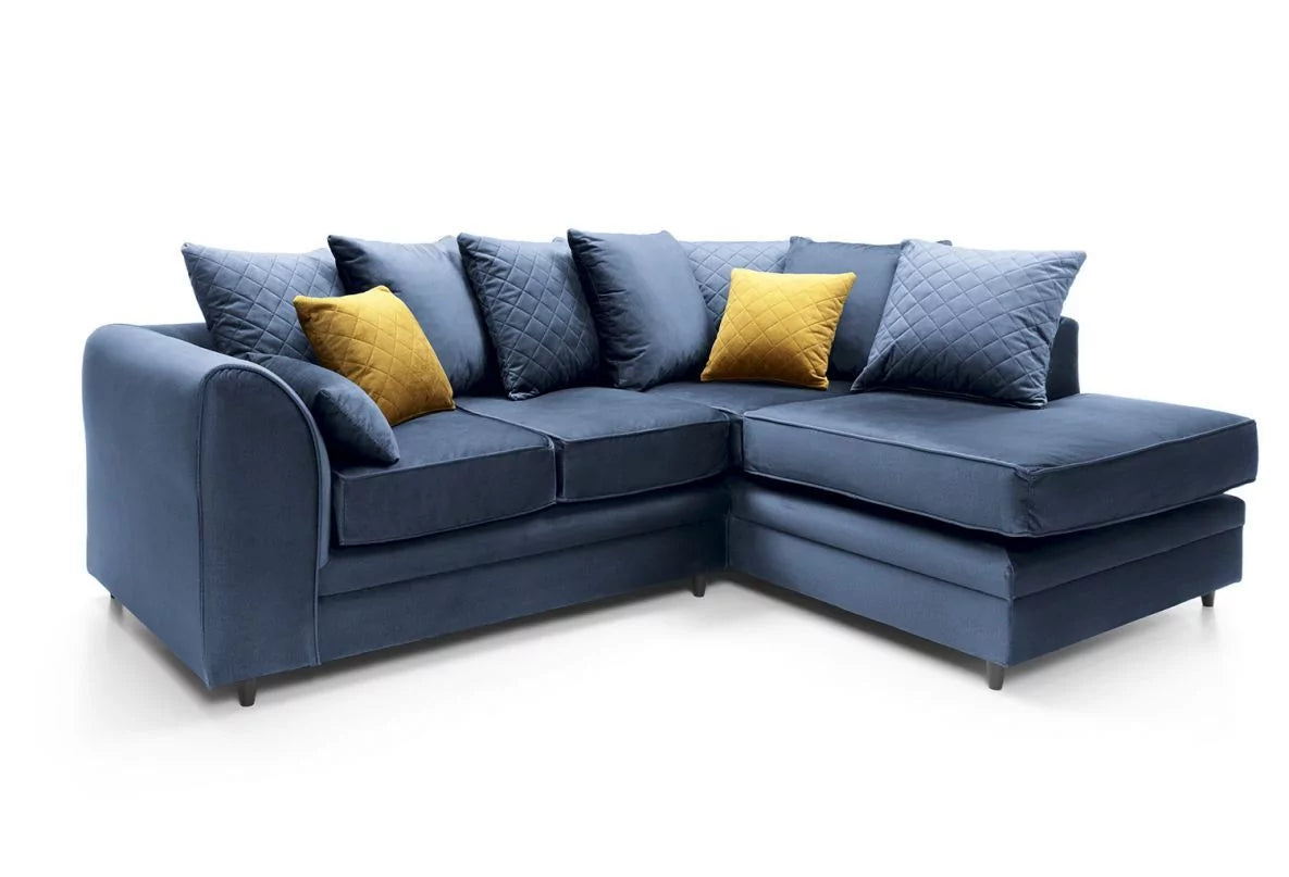 Chic Velvet Corner Sofa - Dark Blue