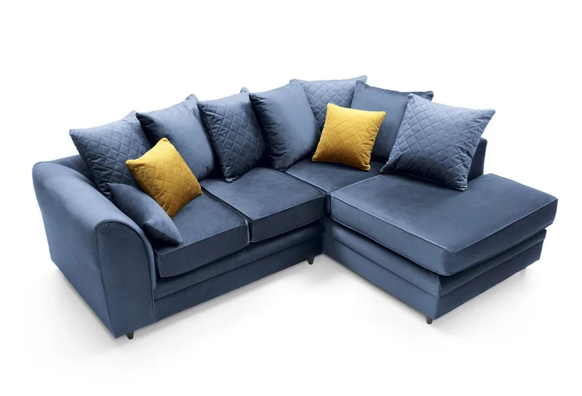 Chicago Velvet Corner Sofa - Silver Blue