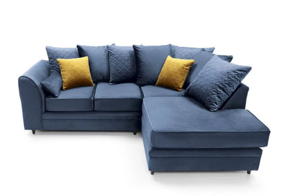 Chicago Velvet Corner Sofa - Silver Blue