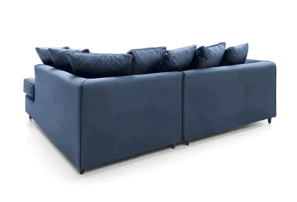 Chic Velvet Corner Sofa - Dark Blue