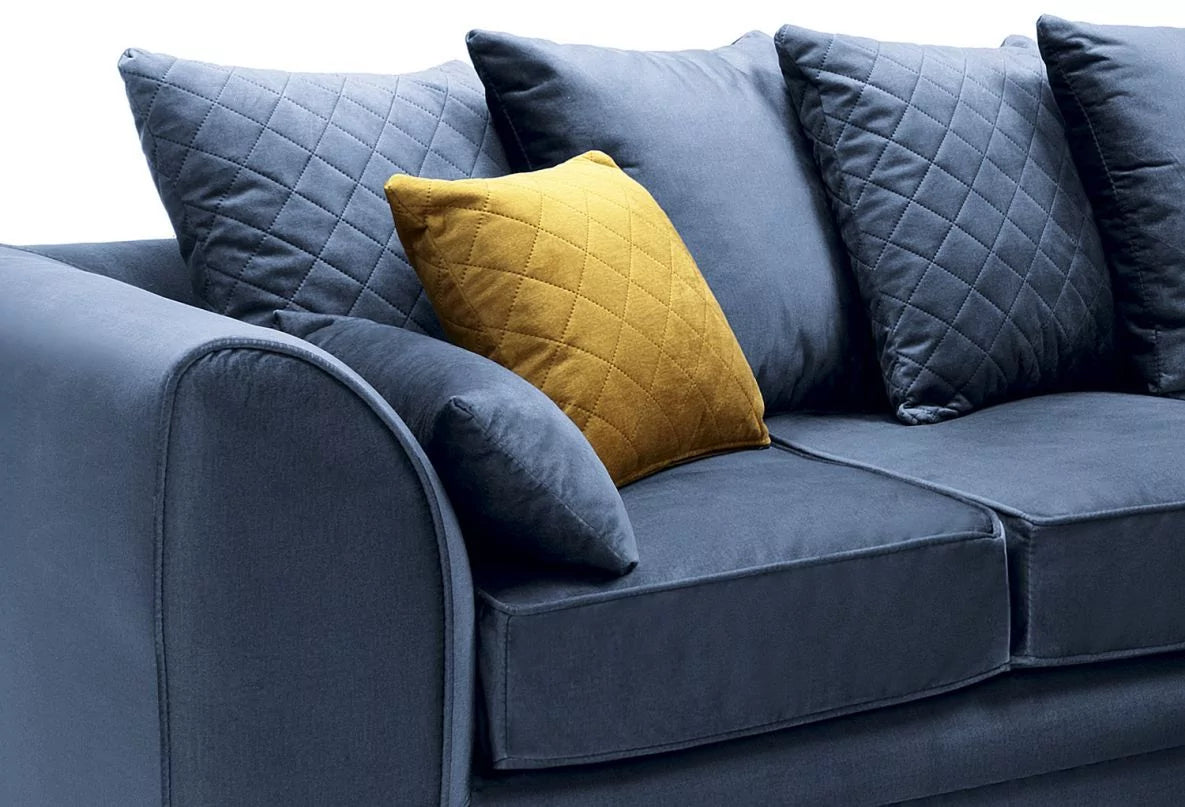 Chicago Velvet Corner Sofa - Silver Blue