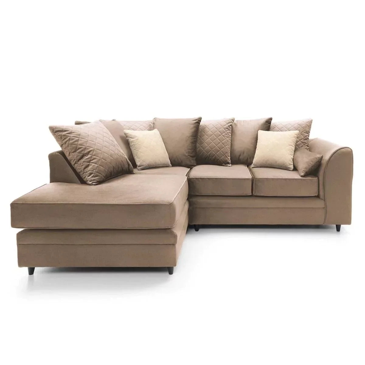 Chic Velvet Corner Sofa - Tan Brown