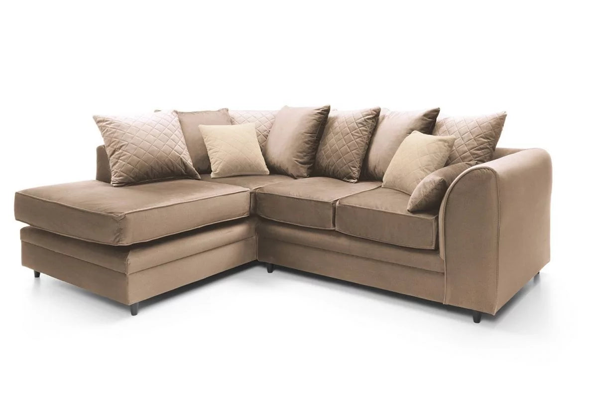 Chic Velvet Corner Sofa - Tan Brown