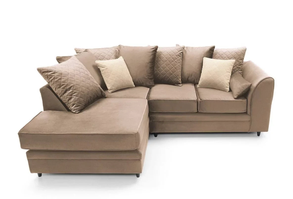 Chic Velvet Corner Sofa - Tan Brown