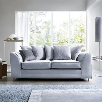 Chic Velvet 3 Seater Sofa - Silver