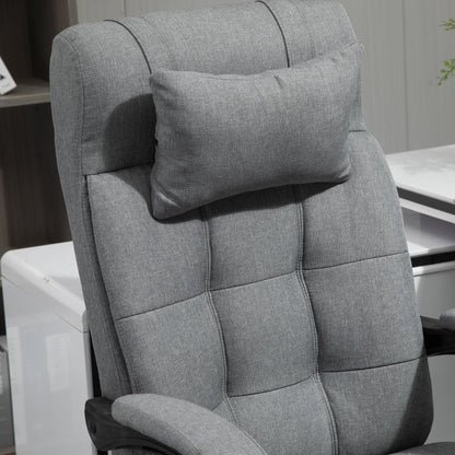 Vinsetto Office Chair with Footrest Ergonomic Office Chair with Armrests Lumber Support and Headrest Light Grey