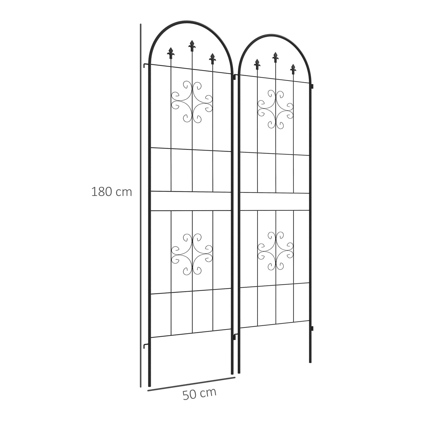 مجموعة تعريشة معدنية من Outsunny مكونة من قطعتين، تعريشة حديقة لإطارات دعم نباتات التسلق، تصميم سهم