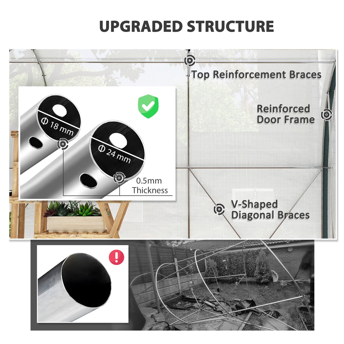 Outsunny 4 x 3(m) Walk-In Tunnel Greenhouse, with Accessories - White