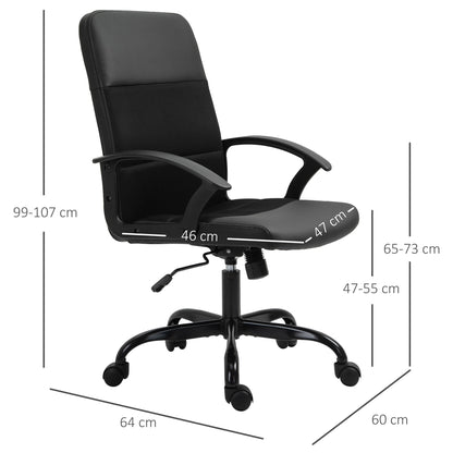 Vinsetto Stylish Office Chair PU Leather & Mesh Panel Blend Desk Chair Swivel Seat w/ Padding Adjustable Height Tilt 5 Wheels, Black