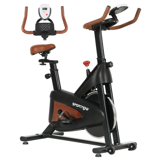 SPORTNOW Quiet Stationary Exercise Bike with Adjustable Resistance, Seat, Black