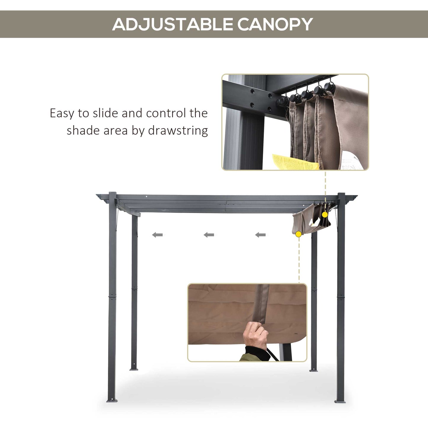 Outsunny 3 x 3(m) aluminiowa pergola markiza altana zewnętrzna osłona przeciwsłoneczna namiot imprezowy grill, brązowy