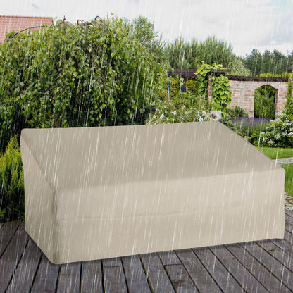 Pokrowiec na meble ogrodowe Outsunny 600D Oxford Cloth, wodoodporny, na sofę 3-osobową, na patio, do użytku na zewnątrz, beżowy, 218 x 111 x 63-101 cm