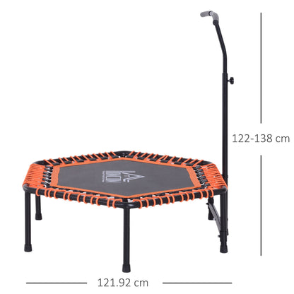 HOMCOM Mini Trampoline Hexagon Exercise Bungee Rebounder Jumper w/ Adjustable Handle Bar