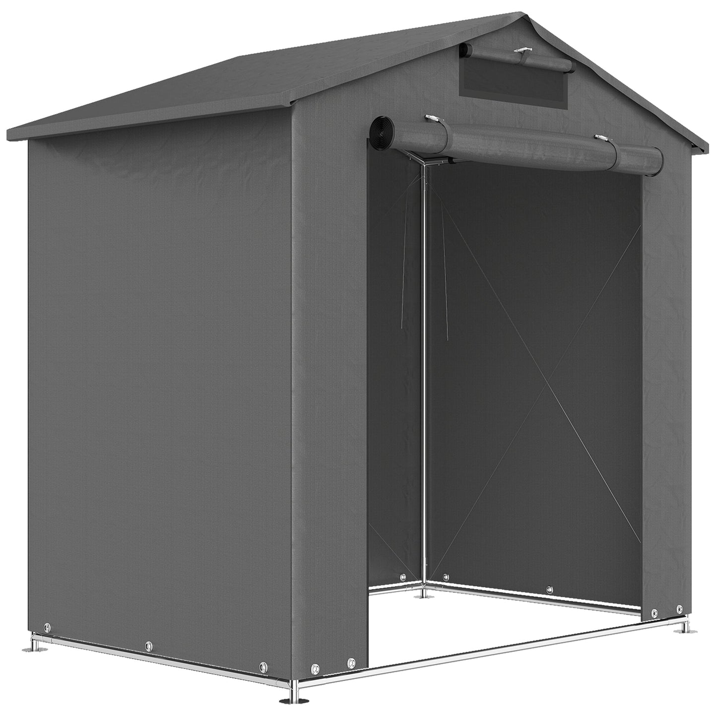 Outsunny 6 x 4 ft Outdoor Garden Storage Shed, Waterproof Bike Tent with Vent and Roll-Up Zipper Door