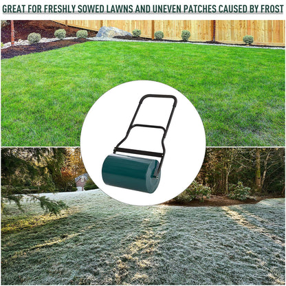 Outsunny 40L Lawn Roller Drum Scraper Bar Collapsible Handle Water or Sand Filled _32cm Green