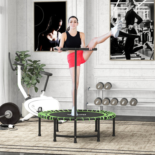 HOMCOM Mini okrągła stalowa trampolina z regulowanym uchwytem, ​​zielona