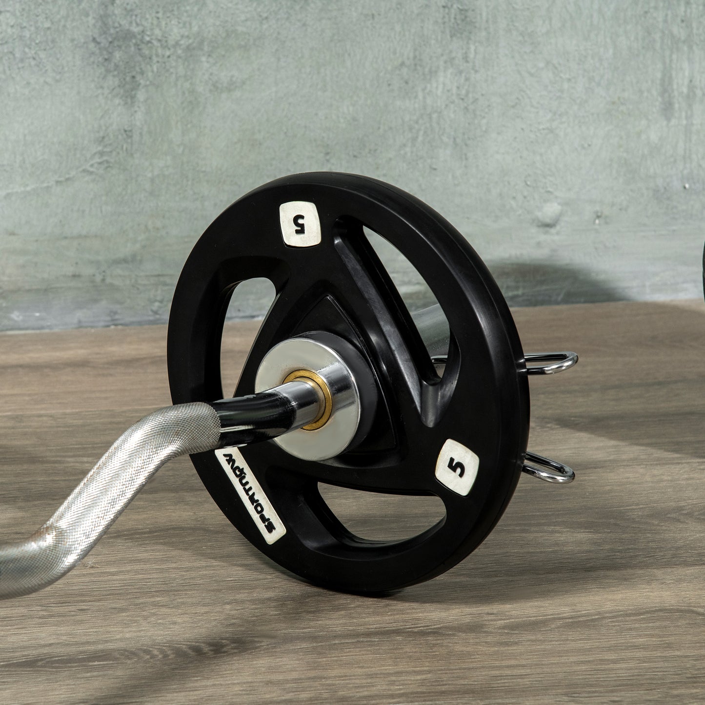 SPORTNOW 2 x 5 kg ciężarki, zestaw sztangi z uchwytem Tri-Grip powlekanej gumą z otworami 2" 5 cm, do domu, na siłownię, do podnoszenia ciężarów i treningu siłowego
