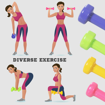 HOMCOM 10KG Dumbbells Set with Carry Case, Hand Weights for Women and Men Home Gym Weight Lifting Training, Red, Yellow, Green, Purple