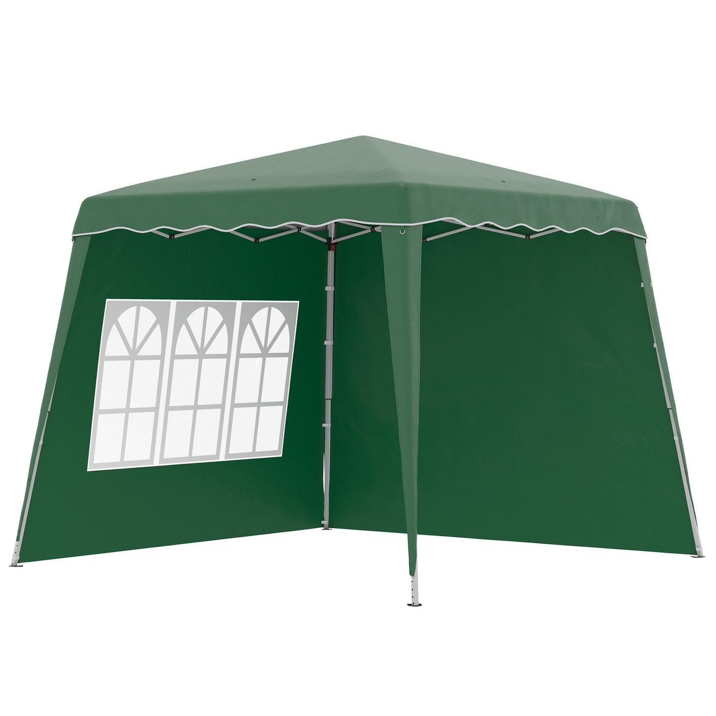 Outsunny Pop Up Gazebo with 2 Sides, Slant Legs and Carry Bag, Height Adjustable UV50+ Party Tent Event Shelter for Garden, Patio, Green