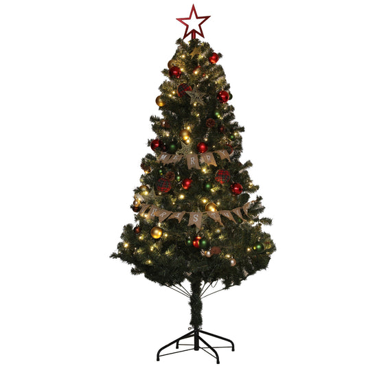 HOMCOM 6ft Pre-Lit and Decorated Christmas Tree