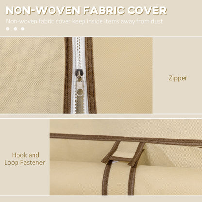 HOMCOM Fabric Wardrobe, with Rails and Shelves - Beige