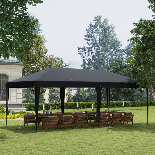 Outsunny Pop Up Gazebo 3 x 6m, składany namiot z baldachimem, regulowana wysokość markizy ślubnej z torbą transportową, czarny