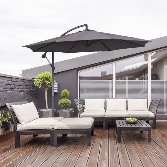 Outsunny Cantilever Umbrella Parasol wiszący Banana Steel Dark Grey 3M Patio