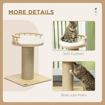 PawHut 52cm Cat Tree, Kitty Activity Centre w/ Bed, Jute Scratching Post