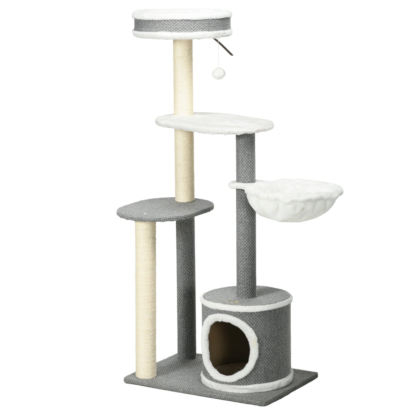 PawHut Cat Tree for Indoor Cats, Cat Tower with Scratching Posts, Multi-level Kitten Climbing Tower, 132cm