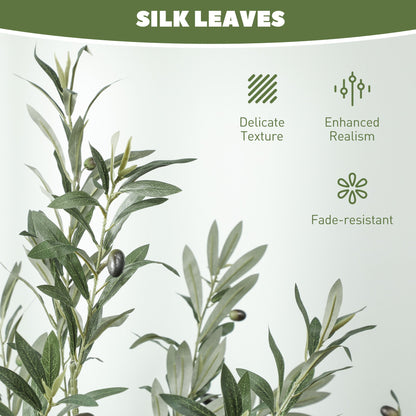 HOMCOM Set of Two Silk Leaf Artificial Olive Trees