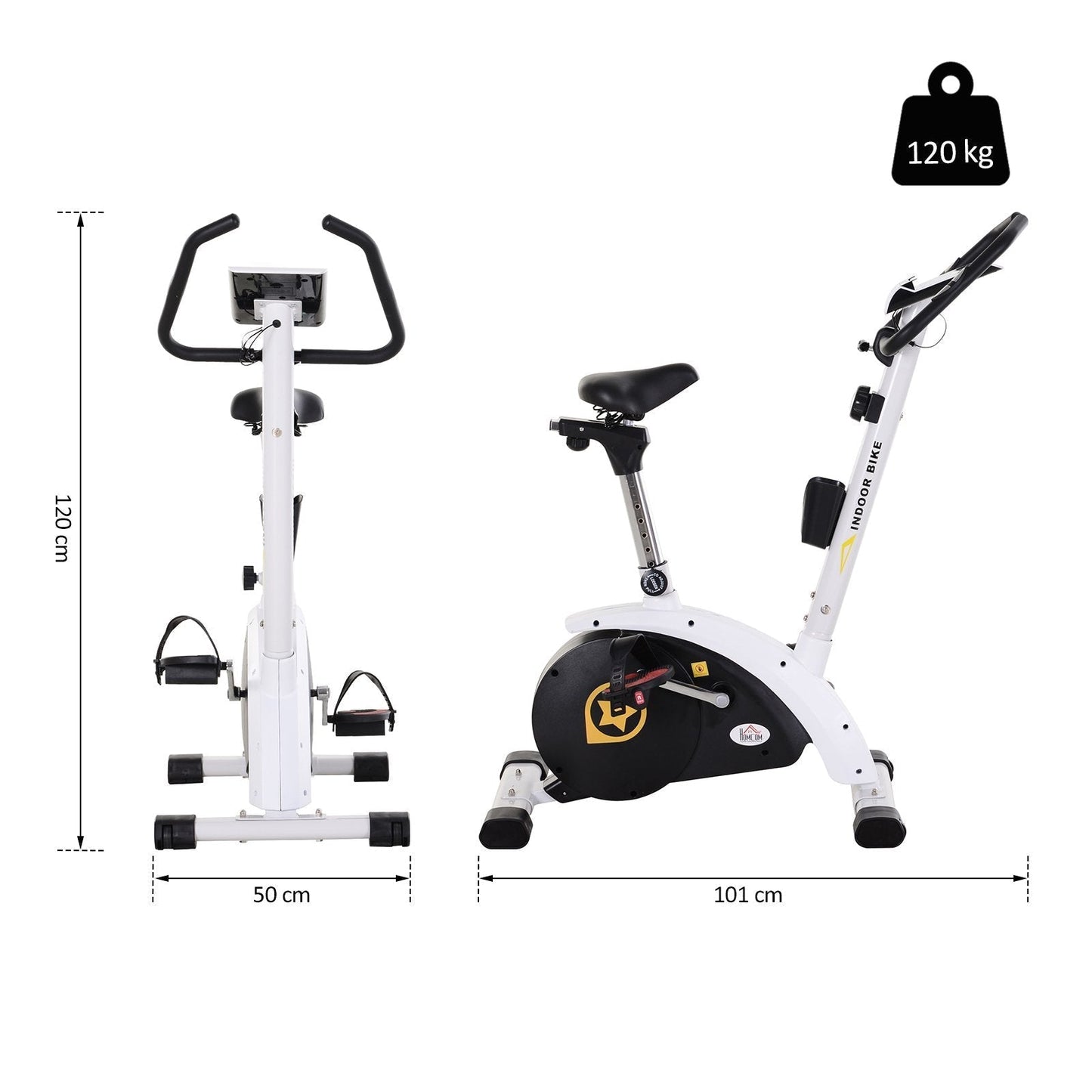 HOMCOM Exercise Bike Stationary Adjustable Height&Magnetic Recumbent Cycling w/ LCD, Phone Holder