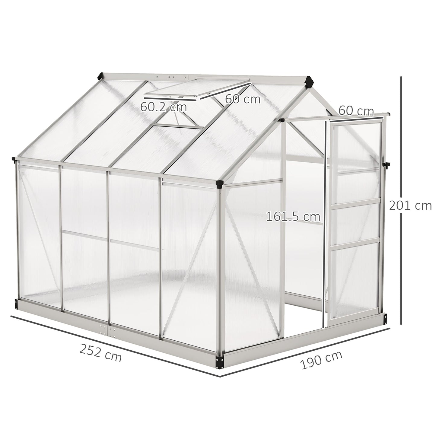 Outsunny 6 x 8ft Walk-In Greenhouse, with Sliding Door - Clear