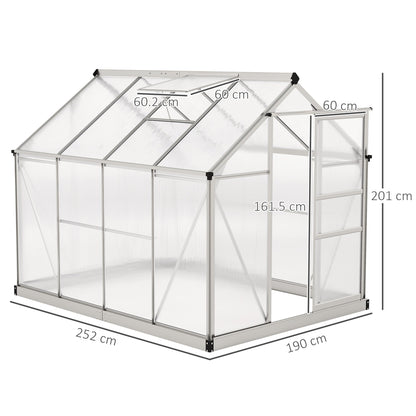 Outsunny 6 x 8ft Walk-In Greenhouse, with Sliding Door - Clear
