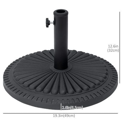 Outsunny 14kg Round Cement Parasol Base Umbrella Weight Stand Holder Fits â35mm,â38mm,â48mm Pole for Patio Outdoor Garden - Black