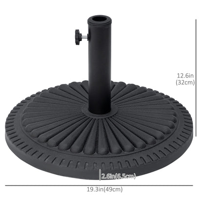 Outsunny 14kg Round Cement Parasol Base Umbrella Weight Stand Holder Fits 35mm,38mm,48mm Pole for Patio Outdoor Garden - Black