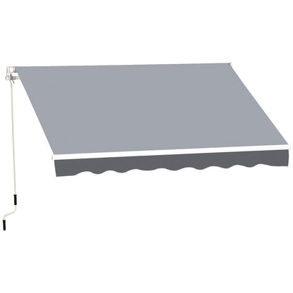 Outsunny 2.5m x 2m Garden Patio Manual Awning Canopy Sun Shade Shelter Retractable with Winding Handle Grey