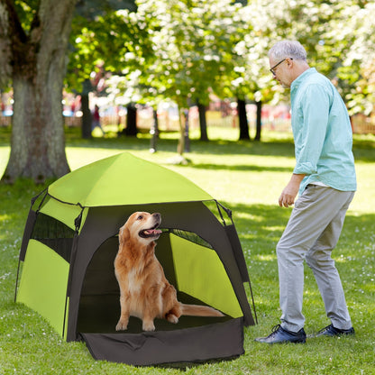 PawHut Foldable Dog Cat Tent with Water-Resistant Oxford, Carry Bag for Extra Large Dog, Green
