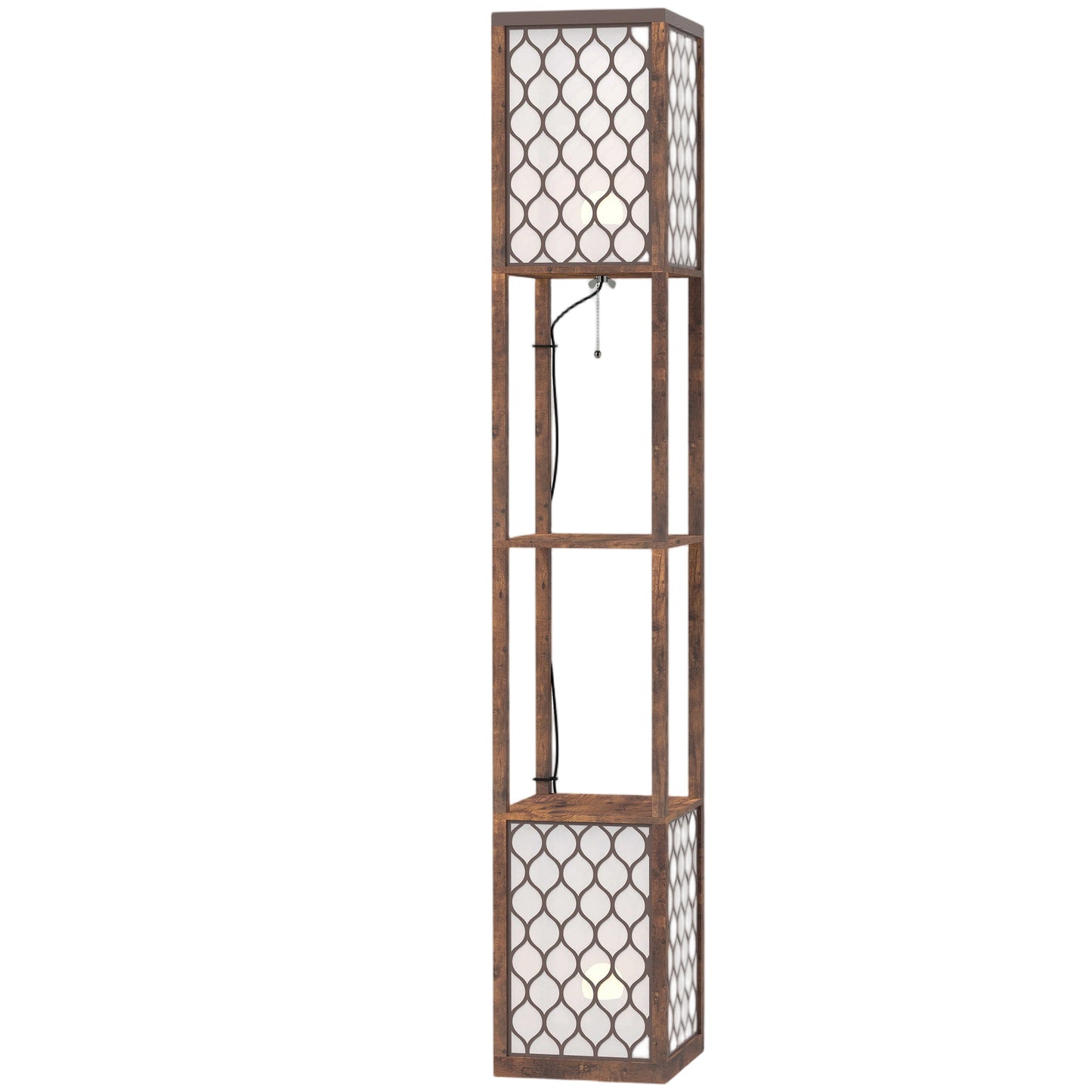 HOMCOM Duo Light Floor Shelves - Rustic Brown