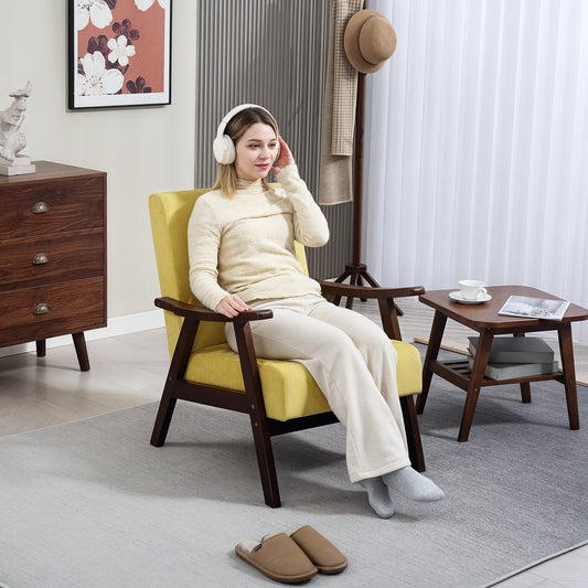HOMCOM Nordic Accent Chair, tapicerowany aksamitny fotel z solidną drewnianą ramą i miękkim, grubym wypełnieniem do salonu, sypialni, szampan