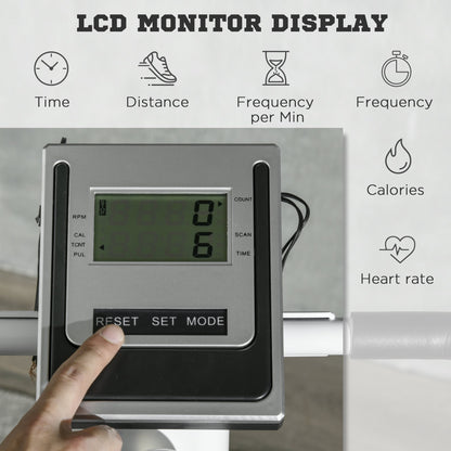 SPORTNOW Stepper Machine for Home, Foldable Stair Stepper with 12-Level Hydraulic Resistance, Stair Climber with LCD Monitor, Heart Rate Sensor and Drink Holder, White and Black