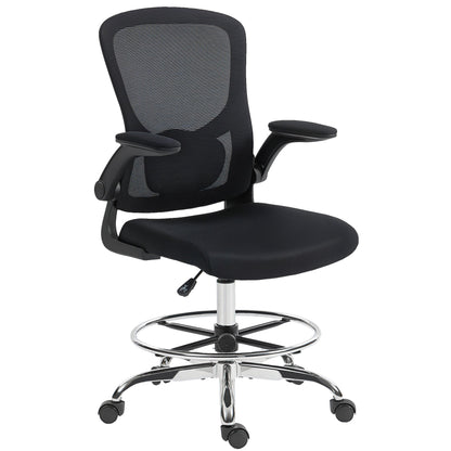 HOMCOM Draughtsman Chair, with Adjustable Lumbar - Black