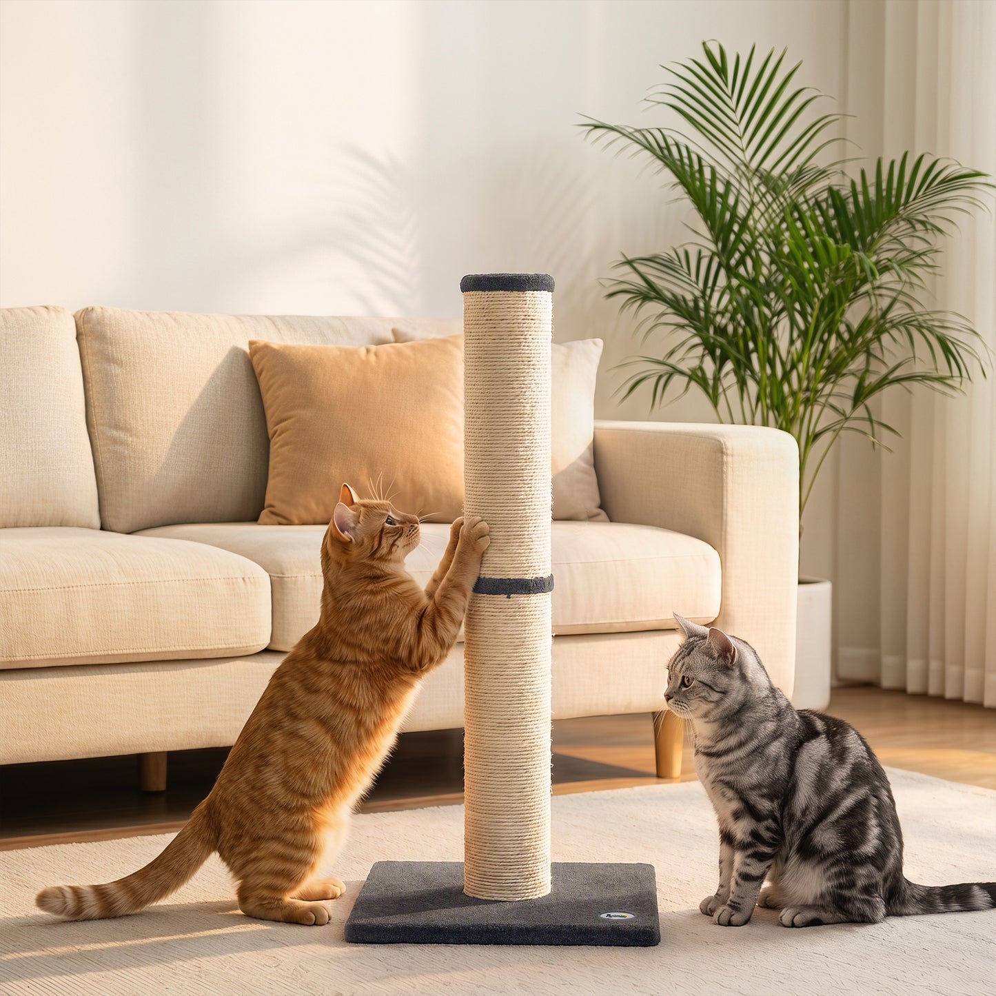 PawHut Cat Scratching Post, 80cm Tall Cat Scratch Post with Sisal Rope, Plush Base, Lightweight Claw Scratcher