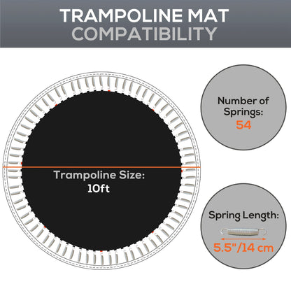 SPORTNOW Replacement Trampoline Mat with Spring Pull Tool and 54 V-Hooks, Fits 10ft Trampoline Using 14cm Springs