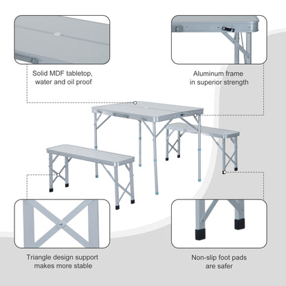 Outsunny Folding Table Chairs Picnic Portable Camping Dining Garden Patio BBQ Aluminium